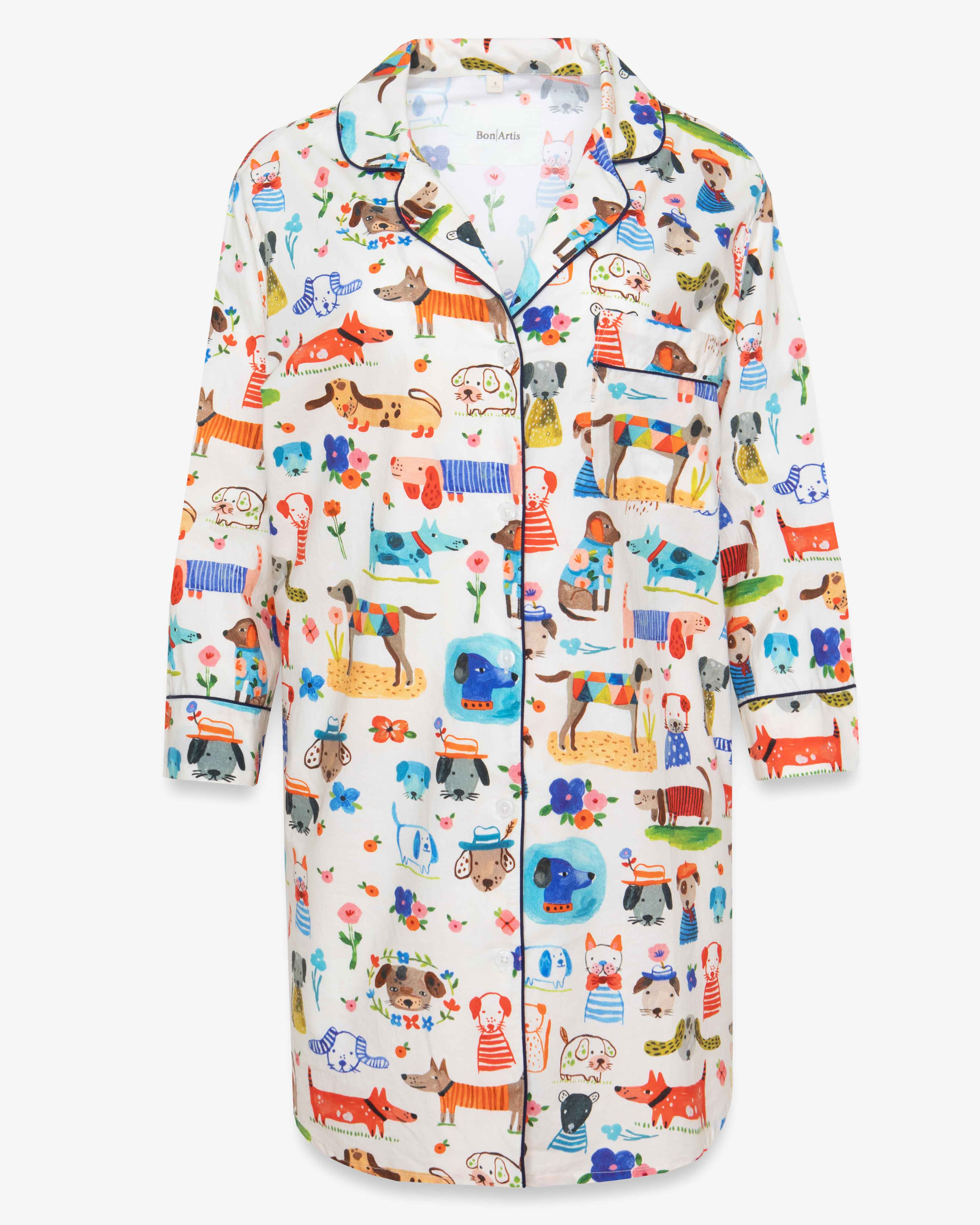 Painted Dog Long Shirt Pajamas