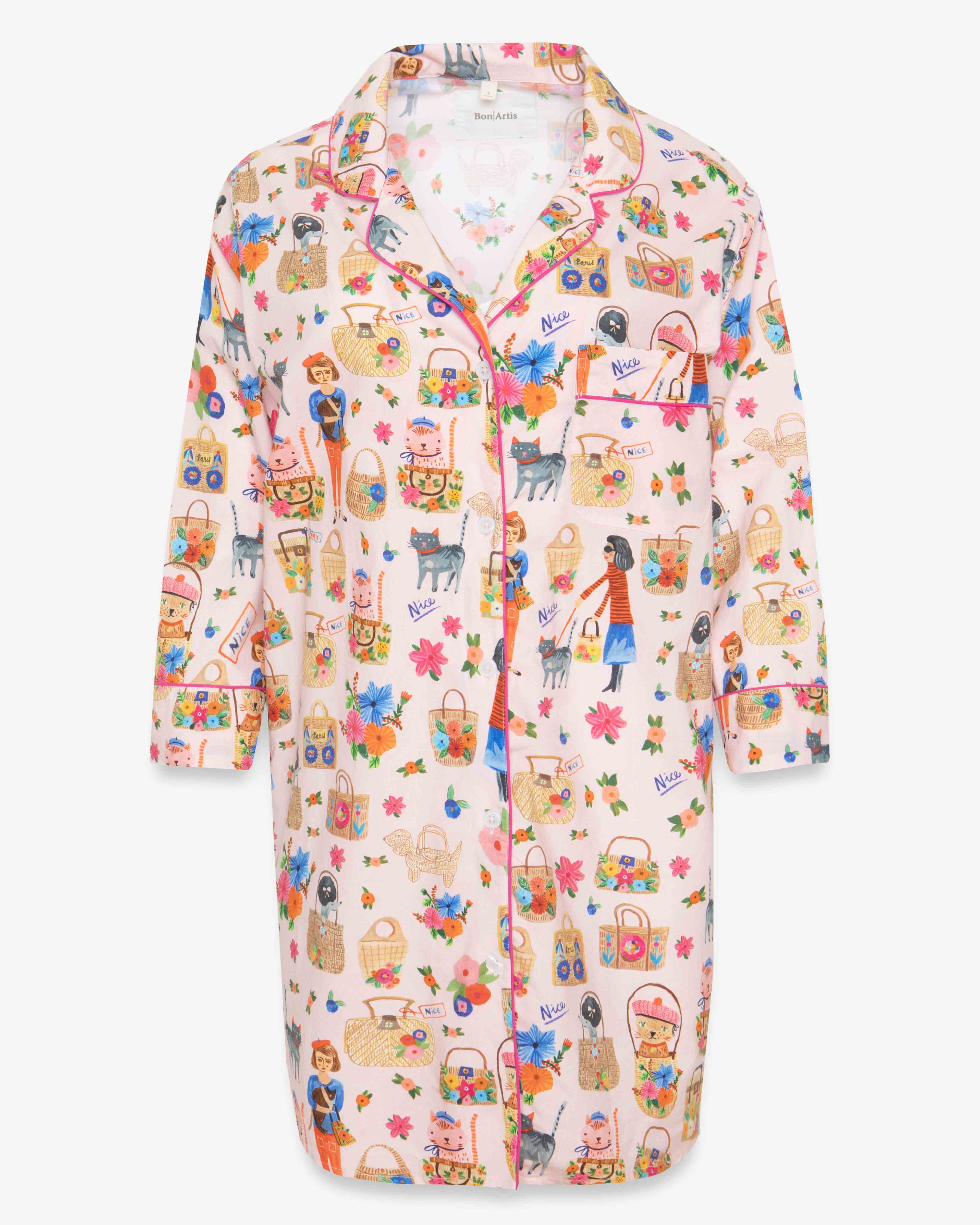 Ohh La La Cats Long Shirt Pajamas