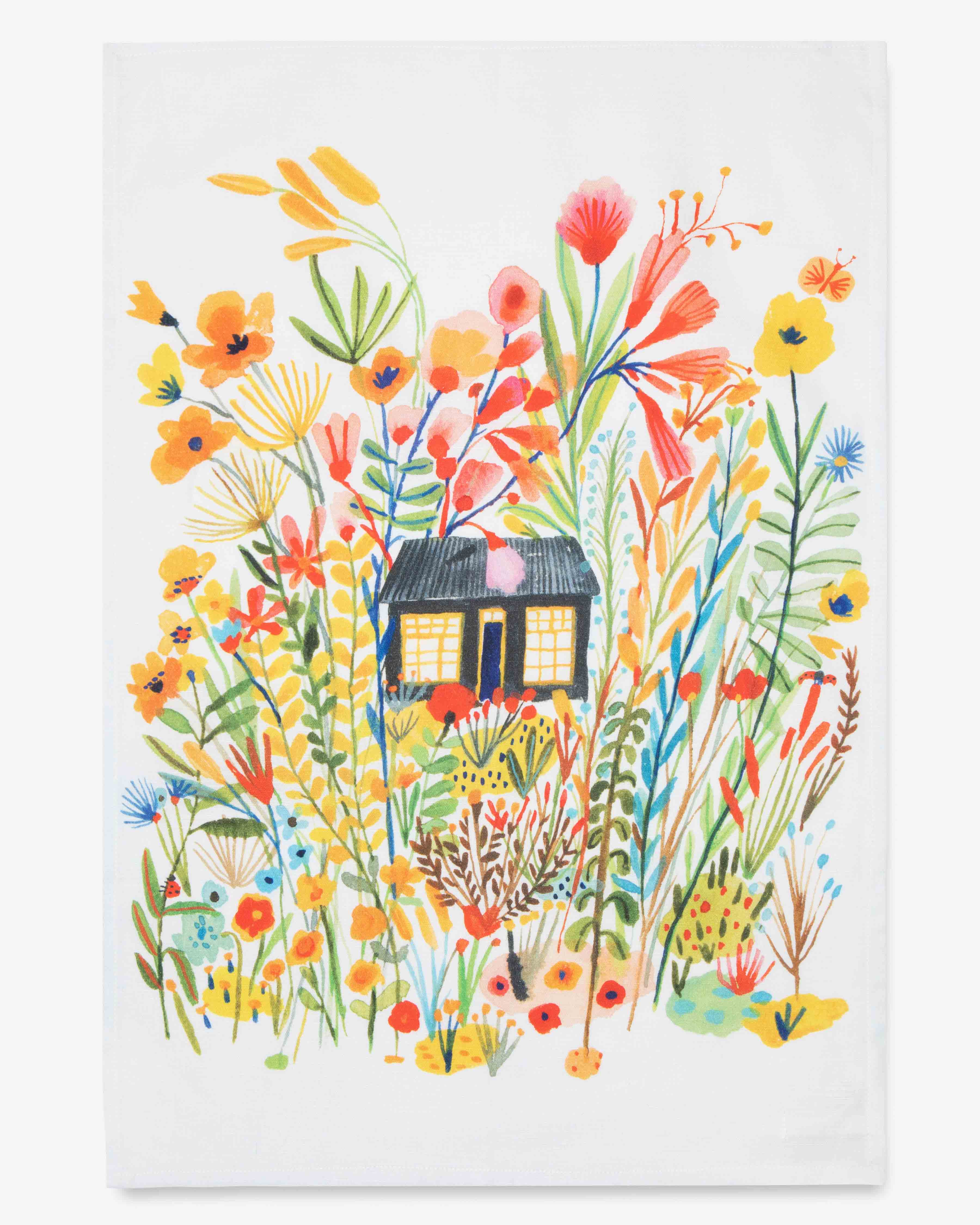 Black Cottage Tea Towel